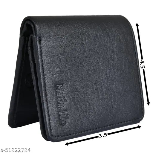 Faux-leather men's wallet by MATIN LIFE, 6 card slots, 1 coin pocket, 2 hidden compartments, 2 currency slots, ID slot. Rich, supple accessory for men's essentials