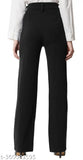 Trendy stylish flared trousers for women, comfortable Lycra material, solid net pattern, casual wear, India origin