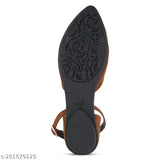 Brown velvet ankle strap flats, stylish and comfortable for parties & daily wear, peach color, Indian origin