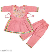 Embellished rayon kid's dress, three-quarter sleeves, pack of 2 for 1-2, 2-3, 3-4, and 4-5 years