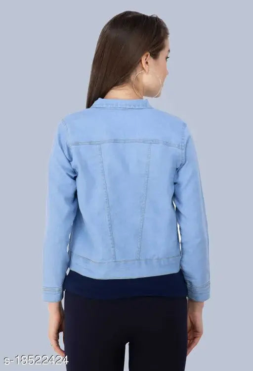 Monkey wash denim combo jackets set for women (M), fashionable solid long-sleeved denim