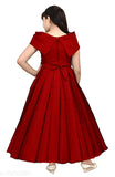 Red silk frock for girls, single pack in various sizes: 3-4 years, 4-5 years, etc., up to 12-13 years. Handcrafted Indian silk dress for kids fashion