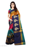 Cotton silk saree with zari woven pattern, free size Indian fashion