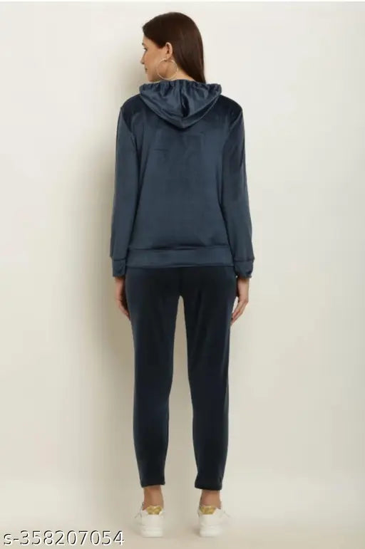 CRIMP winter velvet pajama set (S, M), long-sleeved Indian women's tracksuit in velvet fabric