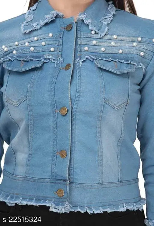 Denim Alisha Fabulous Women's ethnic jacket with long sleeves, solid pattern, available in S, M, L, XL - Indian origin