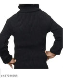 Highneck black & white wool kids set (2pcs), solid pattern suitable for newborns to 7 years old, Indian origin