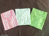 Striped combo cotton kurtis in pink & green for women fashion, 3-quarter sleeves. In XXS, XS, S, M, L, XL, XXXL sizes (bust size: 36" - 46", length: 42"). New design Indian kurta