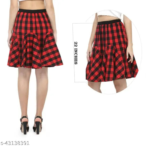 Checkered skirt, women's size 26-36, vintage Indian design