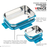 Stainless steel, leak-proof lunch box with multiple compartments. Durable and easy to clean for adults or kids' meals