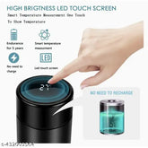 Black stainless steel Led temperature display water bottle, leak-proof design, ideal for fitness and outdoors