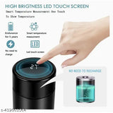 Black stainless steel Led temperature display water bottle, leak-proof design, ideal for fitness and outdoors
