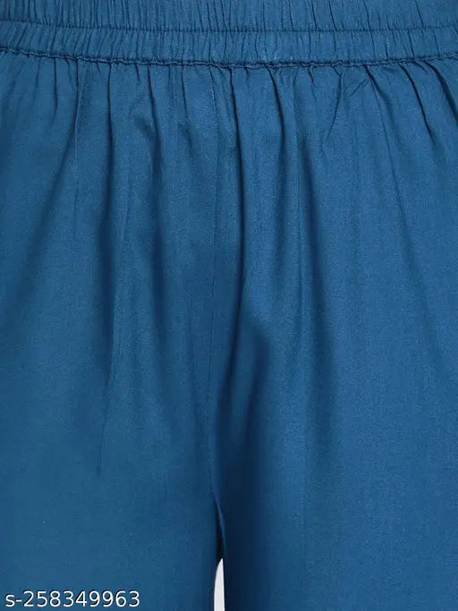 Blue embroidered Rayon kurta and palazzo set, intricate Nayra cut design, elegant for festive occasions