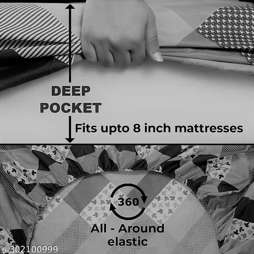 Premium Glace Cotton single bed elastic fitted sheet with pillow cover, superfine for summer. 36x78" durable elastic fit for single size mattress