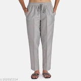 Silver color poly blend Women's Kurti Pant with double pockets, full elastic waist in India
