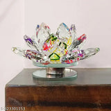 Multicolor crystal glass rotating lotus flowers, small size for positive energy home decor