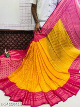 Chiffon Brasso saree with zari woven blouse, Indian women's fashion