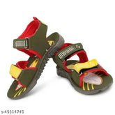 Green Bud Kids Olive Comfort Sandals, PU sole, EVA material, slip-on style in printed net, perfect for summer fun and fashionable playtime for ages 15 months to 5 years