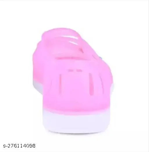 Pink plastic slip-on ballerinas, solid pink belly style, India-made footwear