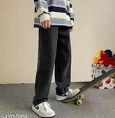 Black denim western jeans for boys, solid black design with four pockets