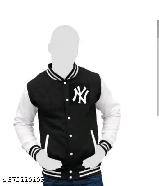 Black cotton blend solid NY jacket for boys/men with pocket, stylish jacket for kids and teens (10-16 years), made in India