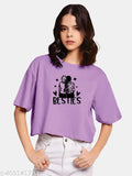 Cotton blend short-sleeve printed t-shirt for women, vibrant design in various sizes S-XXL, made in India