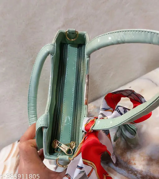 Trendy synthetic marble print sling bag with handheld handle & shoulder strap, featuring 2 compartments