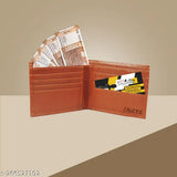 Fashionable tan leather men's wallet, ENAYA brand, solid pattern, 2 compartments, free size (22cm x 18cm)