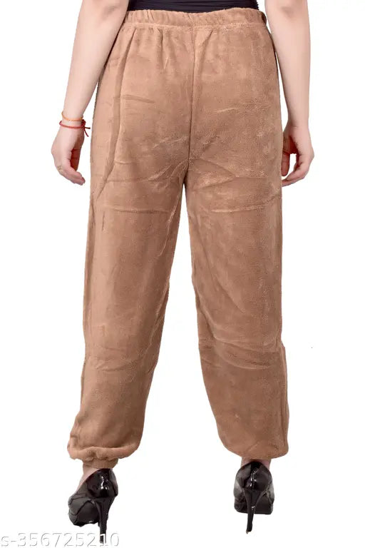 Velvet maxi viscose rayon harem pants, vibrant brown color for women's fashion