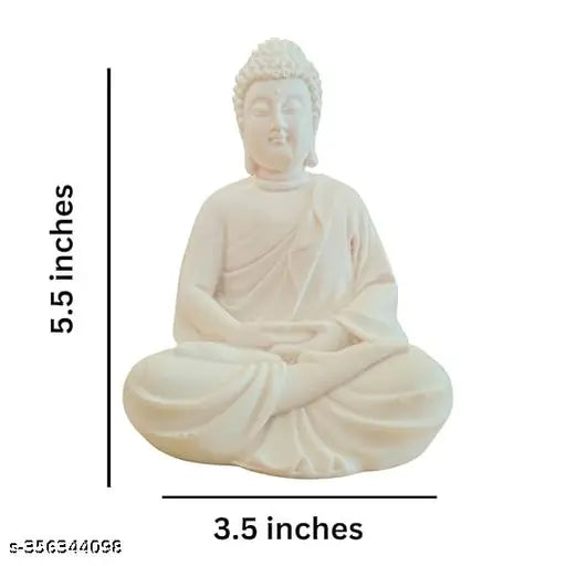 Polymarble Gautam Buddha white figurine, premium handcrafted Buddha statue (Orange, 5.5-inch) - Peaceful decorative Fengshui showpiece for meditation, home or office space