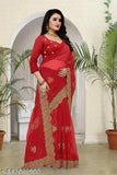 Salmon net Amrita Saree with embroidered blouse, Indian handcrafted saree for a stylish look