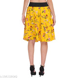 Multicolor crepe printed net polyester knee-length skirt combo for women, 24 inches long, multiple sizes available