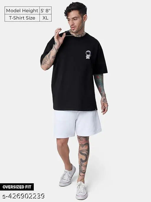 Oversized cotton-blend printed panda t-shirt for men, made in India