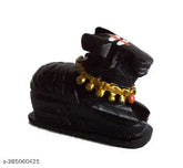 Handcrafted black polyresin Tilak Nandi Maharaj idol for Shivling pooja, intricately detailed and hand-painted
