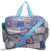 Blue cotton multipurpose mother bag with diaper changing compartments, ideal for newborn care and maternity handbag