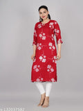 Rayon floral straight kurta, three-quarter sleeves, printed combo on women's clothing rack, India origin