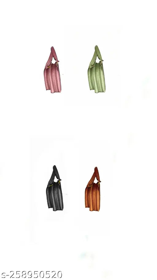 Peach, Black, Green, Brown PU Clutch (5 compartments, free size). Stylish and durable women's partywear clutch with stud detailing