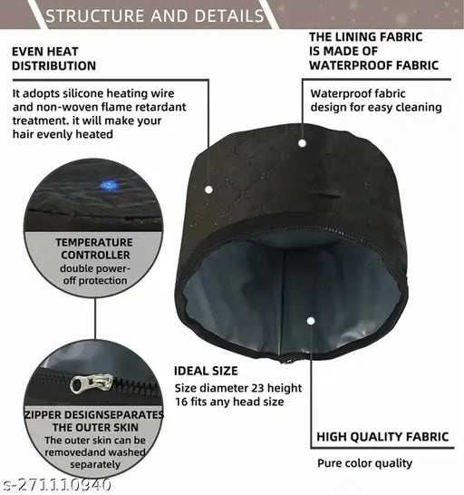 Pink cotton thermal hair steamer cap for women's spa treatment at home