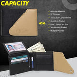 Faux leather TnW Men's wallet, latest style with 2 compartments, free size (10cm x 9cm), durable & stylish for men's formal and semi-formal wear