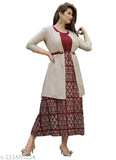 Rayon long-sleeved printed kurti with jacket, beautiful women's fashion from Veshvilla, S to XXXL sizes