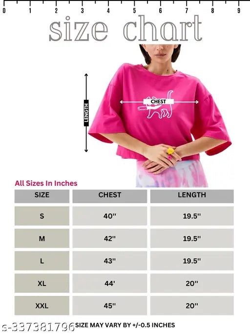 Magenta cotton blend loose fit Bad Cat crop top - chic street-style wear, perfect for women/girls