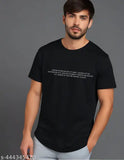 White cotton solid print regular fit half sleeve black men's t-shirt, perfect for warm weather casual outings