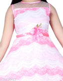 Pink net sleeveless festive gown dress for girls by Errish Kids, perfect for special occasions