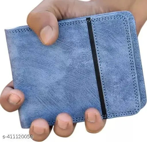 Casual faux leather wallet for men, printed net pattern, 2 compartments, free size (11cm x 9cm), made in India