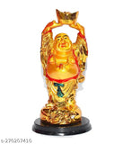 Gold resin Laughing Buddha statue for prosperity and good fortune, medium size, 1 piece from Indian artisans