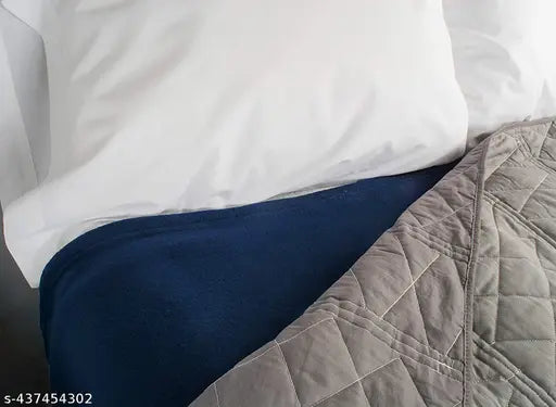 Plain polar fleece, warm soft hotel/hostel travel gifting donation blanket - solid, free size (90x90in), India origin