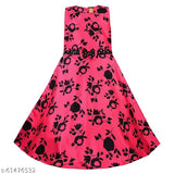 Pink satin printed net long gown dress with jacket for kids (3-4 yrs to 6-7 yrs), spruce up your little one's wardrobe