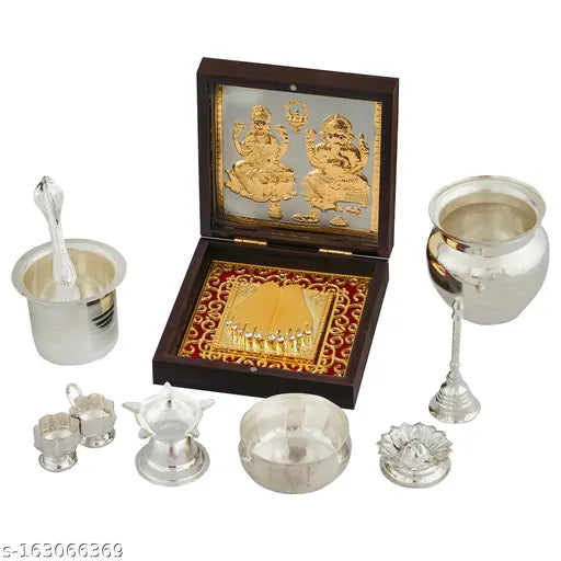 Gold-plated Laxmi Ganesh religious frame, Charan Paduka, Home, Temple, Office gifting (11.5cm x 1.5cm x 11.5cm)