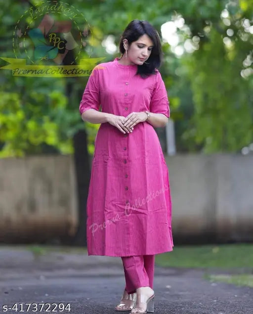 Printed net cotton kurta & palazzo set for women with one side pocket, great for summer