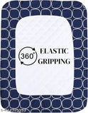 Glace cotton double bedsheet set with geometric pattern, elasticated and fitted, includes 2 pillow covers (78x72"/198x182cm), ideal for heavy mattresses (India)