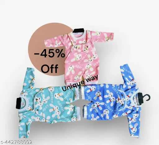 Three pretty wool winter dresses for baby boys and girls, fully woolen for winter comfort with soft petrern print design. New fashion style suitable for 0-3 months